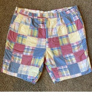 English Sports Shop Bermuda Shorts Men's 42 Cotton Pink Plaid Patchwork Preppy